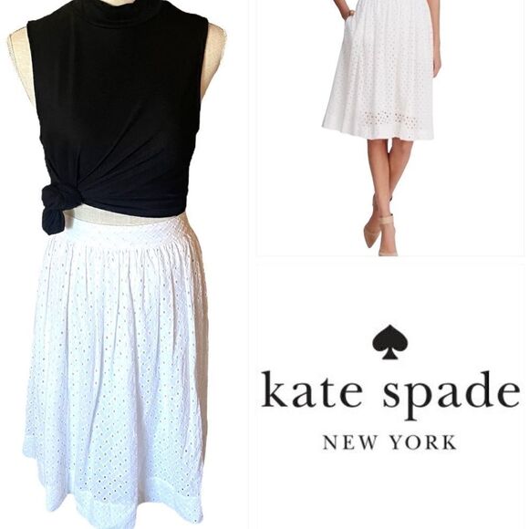 Kate Spade White Eyelet Flare A-Line Skirt